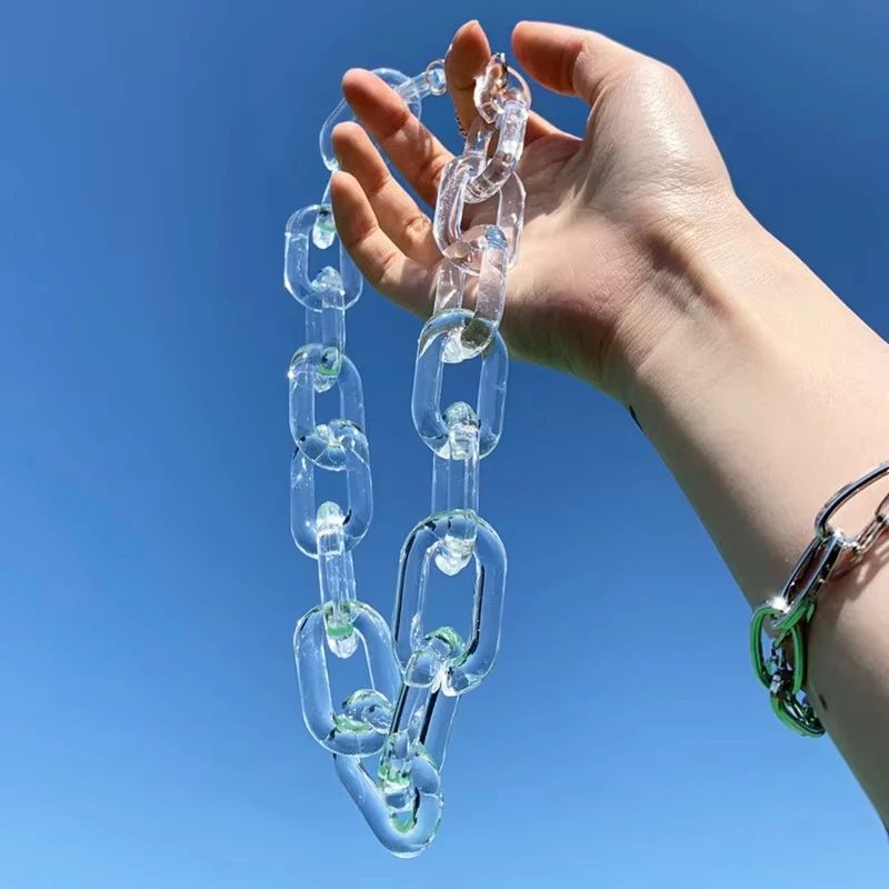 Fashion Transparent Acrylic Chain Choker Necklace for Men Women Punk Chunky Link Chain Collar Necklaces Statement Jewelry Gifts