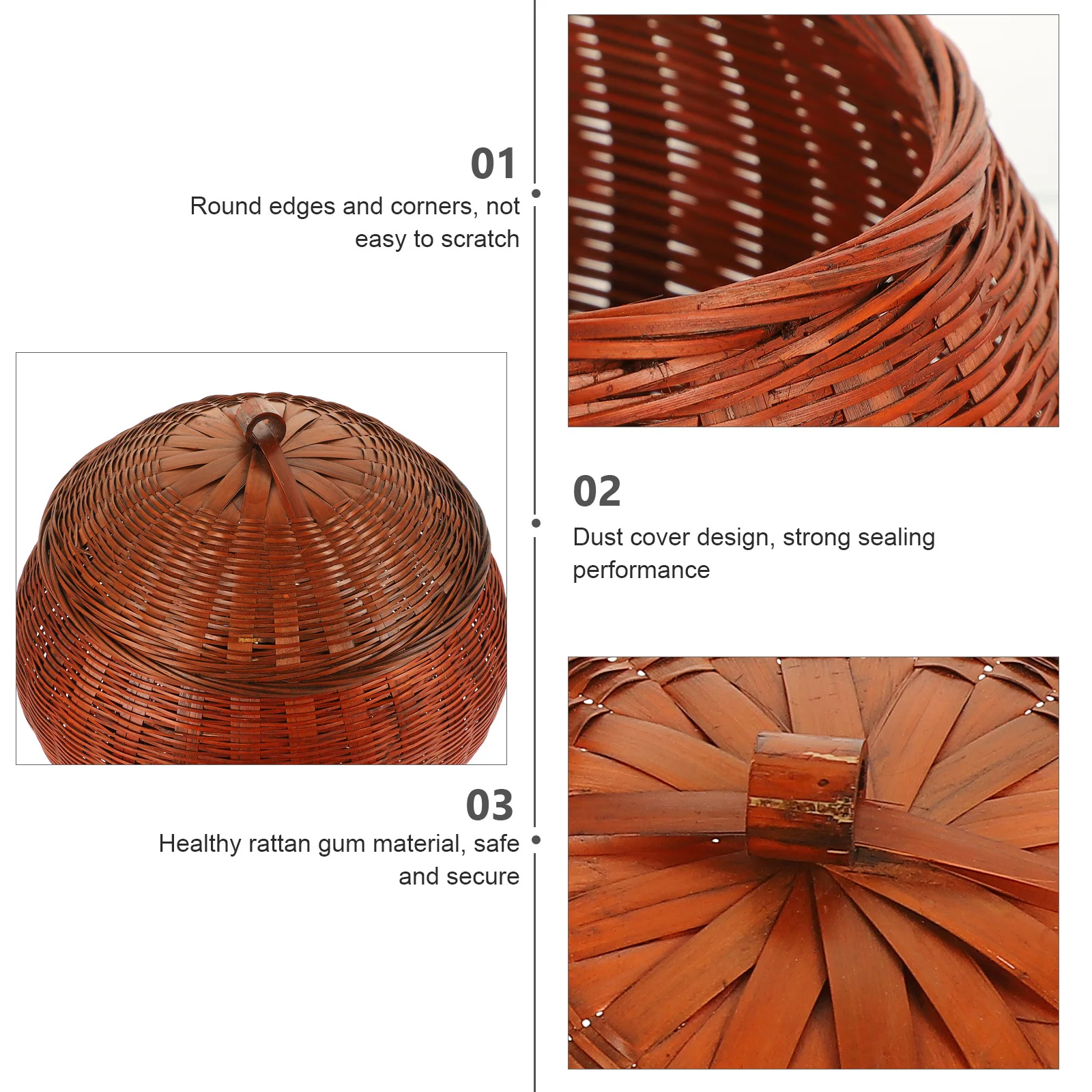 

New Year Candy Box Woven Storage Basket with Lid for Kitchen Bathroom Living Room Desktop Sundries Organizer Household