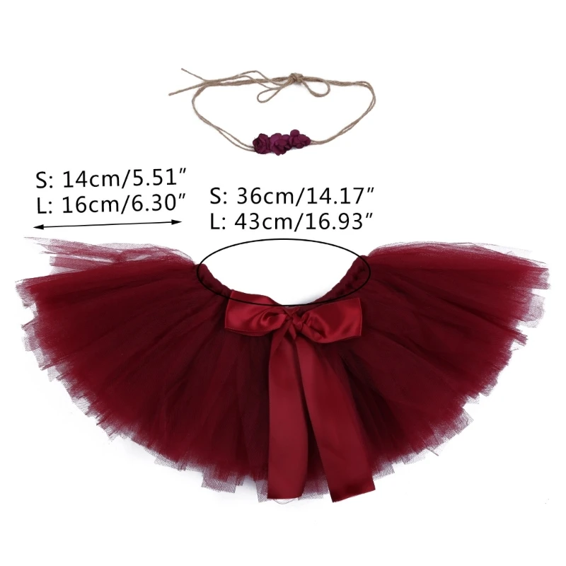 2 Pcs Newborn Photography Props Outfit Baby Tulle Skirts Headband Set Infants Photo Flower Hair Band Lace