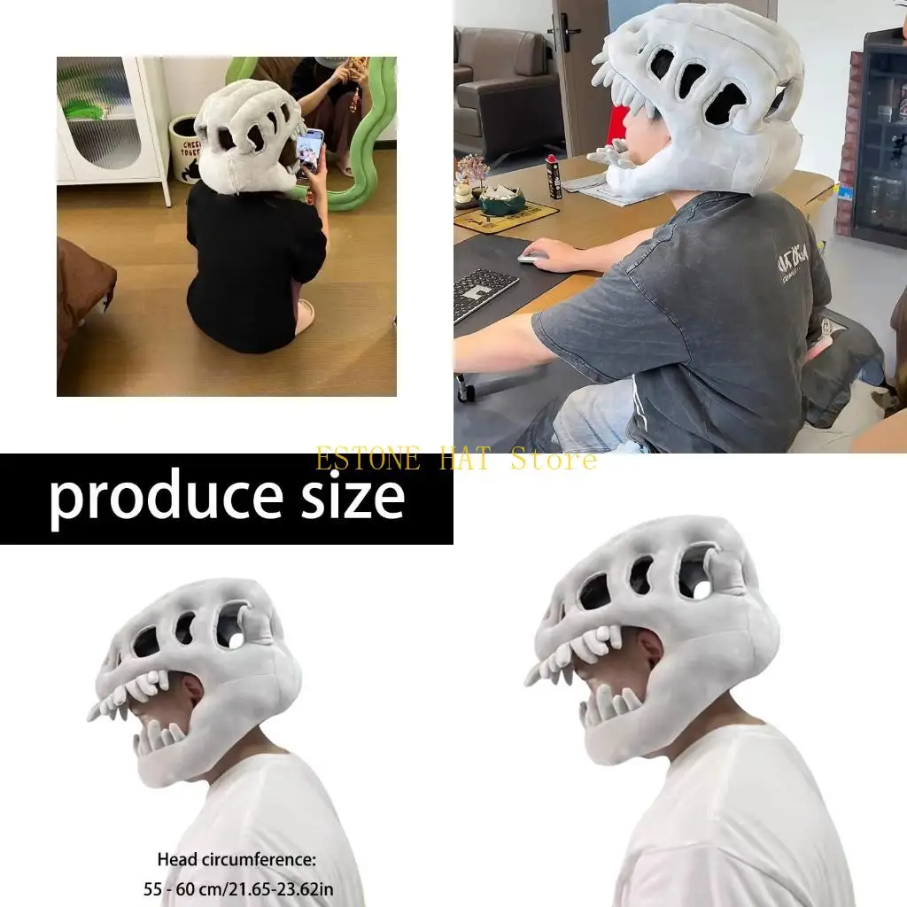 49mf-funny-dinosaur-skeleton-hat-for-theme-parties-realistic-design-plush-headgear-for-adult-kids-student-school-event-props