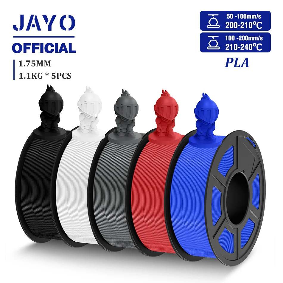 JAYO 5 rollen 3D-filament PLA/PLA META/PETG/ZIJDE PLA+/hout/PLA Marblel/APLA 1,75 mm 1,1 kg 3D-printerfilament voor FDM Muticolor