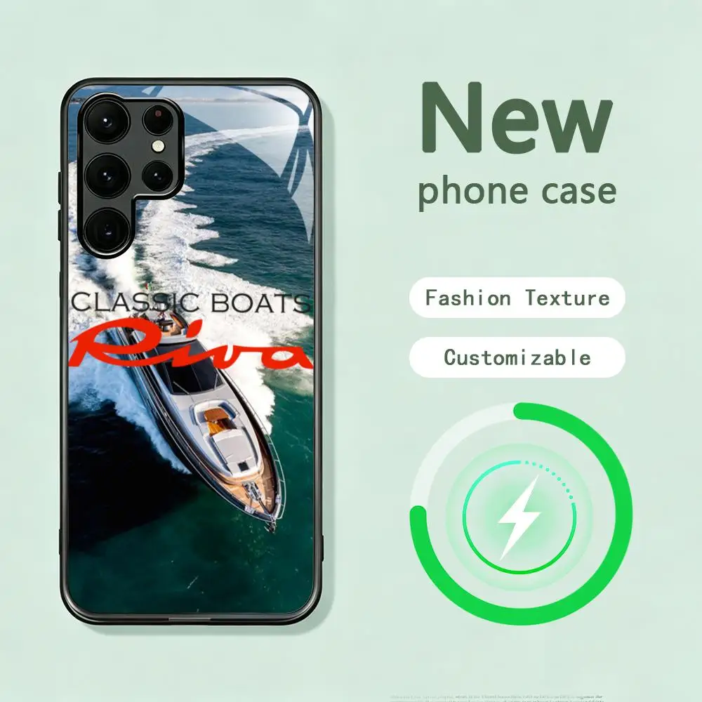 Brand Luxury R-RIVAES Yacht Phone Case For Samsung S26 S25 S24 S23 S22 S21 S20 Plus Ultra Note20 Glass Magnetic Case