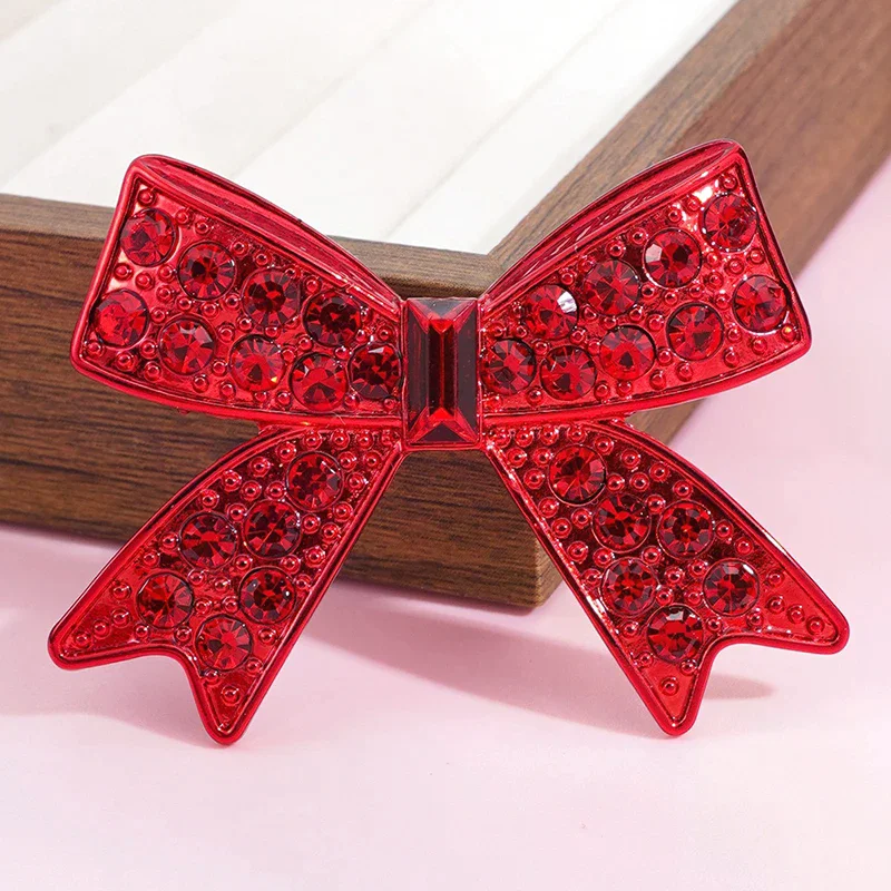 حجر الراين عيد الميلاد القوس دبابيس للنساء السنة الجديدة حفلة بروش دبوس عيد الميلاد الديكور الإكسسوارات الهدايا