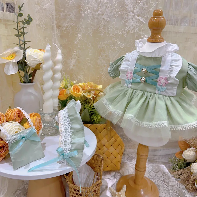 

Free Shipping Light Green Dress Tiara 10CM Doll Clothes 20CM Cotton Doll Skirt, XingDaiLu/LiNaXiong Doll Dress 1 Piece