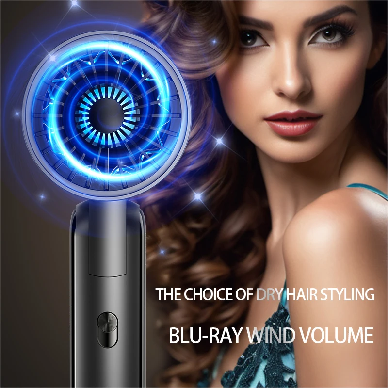 مجفف شعر بمقبض قابل للطي مع غطاء رأس كبير، مجفف شعر بالأيونات السالبة عالي الطاقة للاستخدام المنزلي، سريع الجفاف والعناية بالشعر