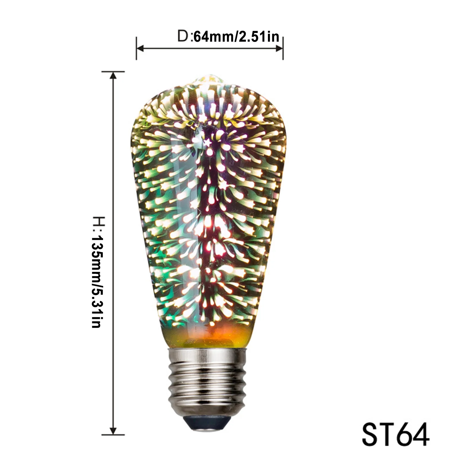 3D ตกแต่ง Edison หลอดไฟ E27 5W Vintage หลอดไฟ85-265V คริสต์มาสดอกไม้ไฟโคมไฟวันหยุด Night Light novelty G80 G95 ST64