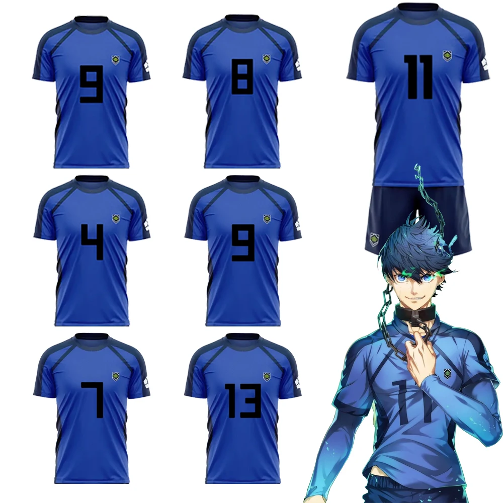 Blue Lock Anime Jersey T Shirt Futsal Football Pattern VL Replika Bastard Munich Short Sleeve Set Soccer Club Isagi Cosplay Sets