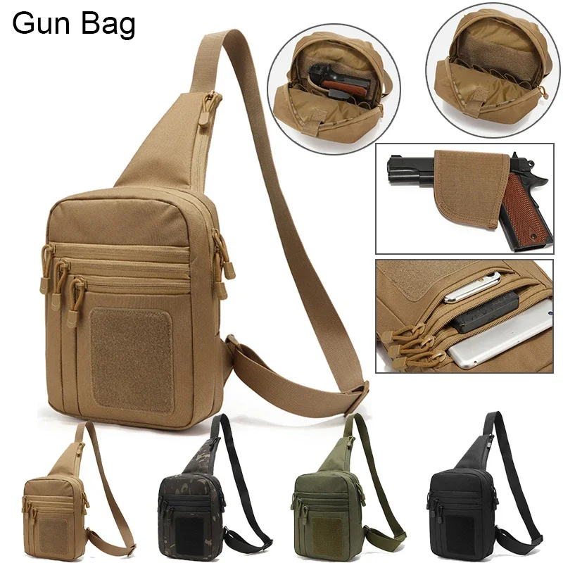 Tactical Gun Bag Shoulder Strap Bag Men Hiking Backpack Nylon Outdoor Hunting Camping Fishing Trekking Chest Sling Bag