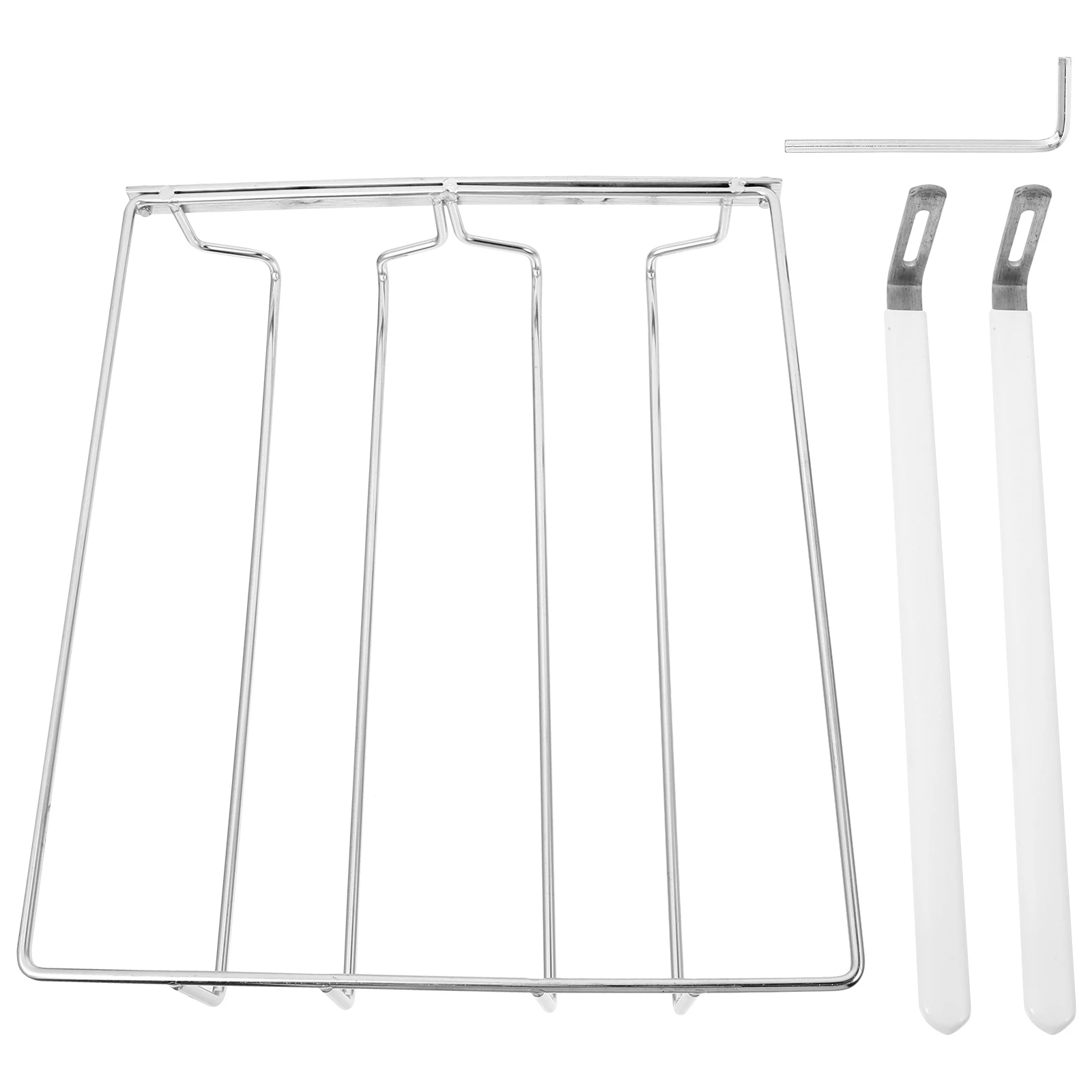 

1pc Stainless Steel Wine Glass Holder Double Rows Rack Corrosion Resistant Space Saving Adjustable Splint Heavy Duty