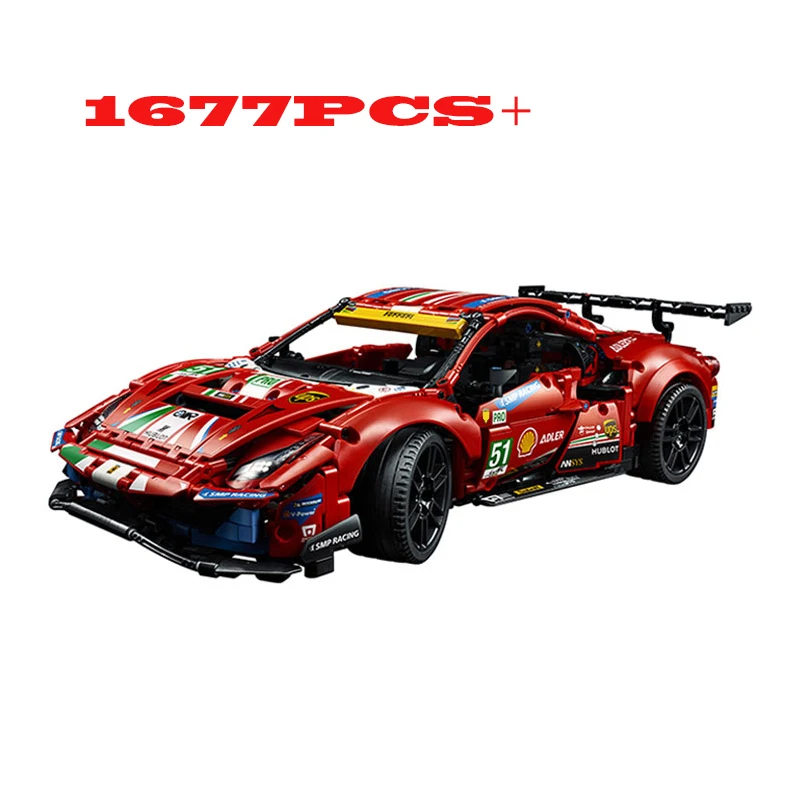 1677PCs Technical Bricks 488 City Racing Car  Model Building Blocks Set Assemble Sports Vehicle  for Kids Toys Gifts