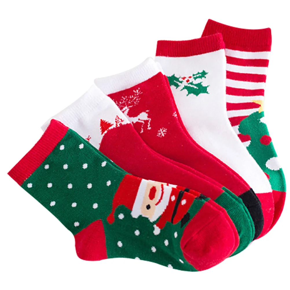 5 Pairs Christmas Socks Children's Stocking Winter Toddler Cold Protection Warm for Kids Baby