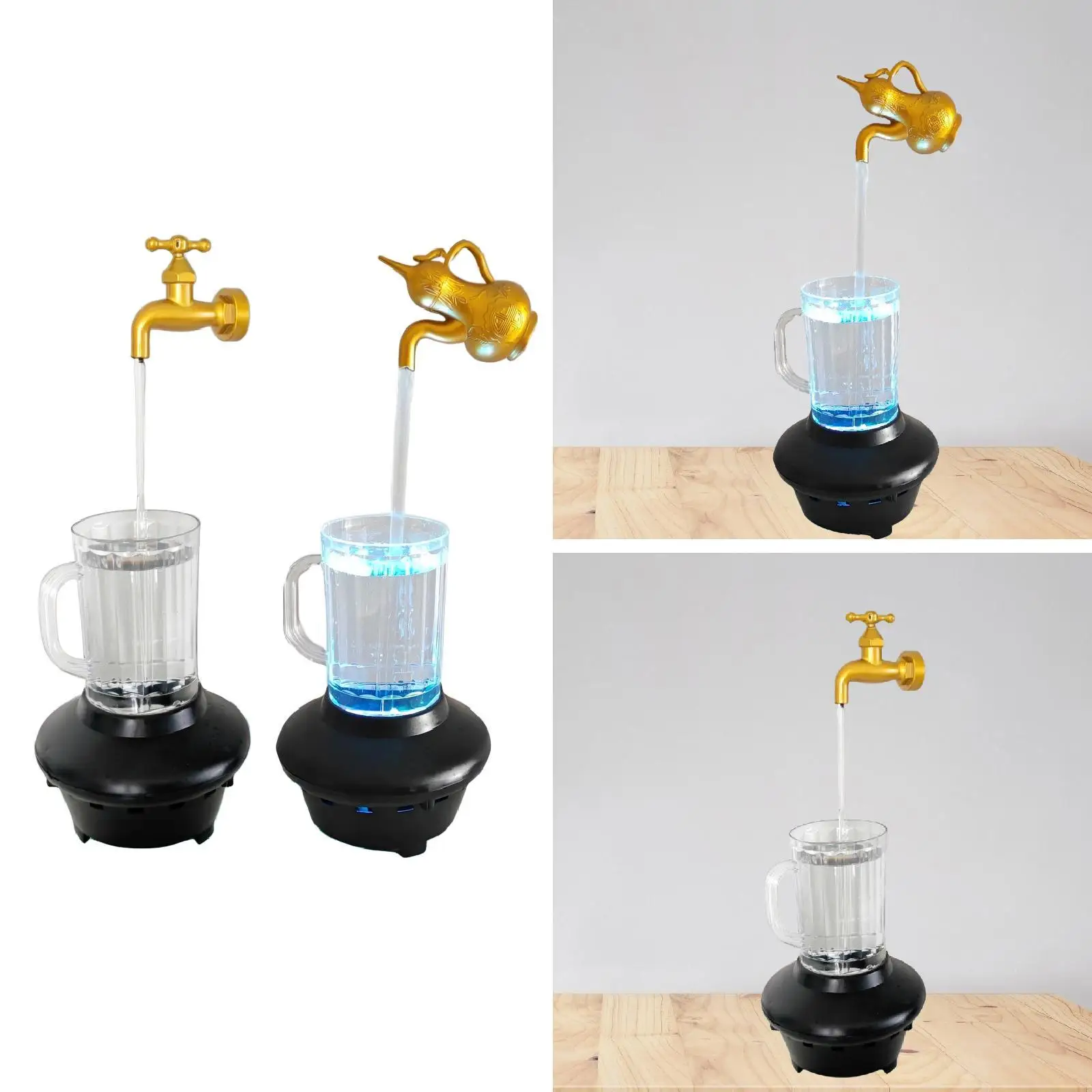 

Tabletop Waterflow Decoration Friend Gift Table Decor Collecting with Colorful Light for Meditation Party Desk Indoor Office