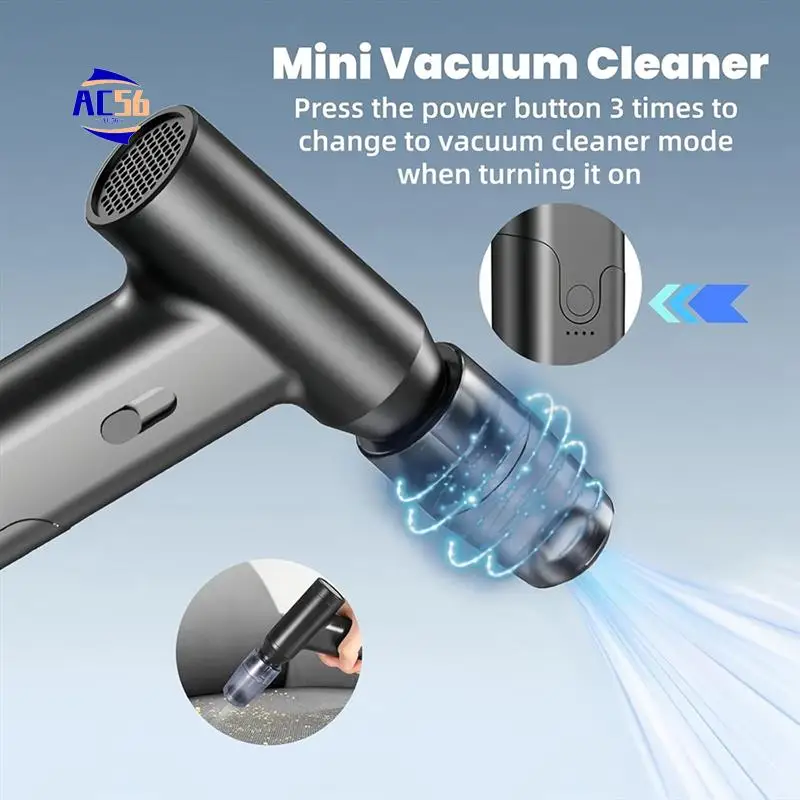 

AC56-Compressed Air Duster 11000RPM Portable Air Blower And Mini Cordless Vacuum Cleaner For Car Home Keyboard Computer