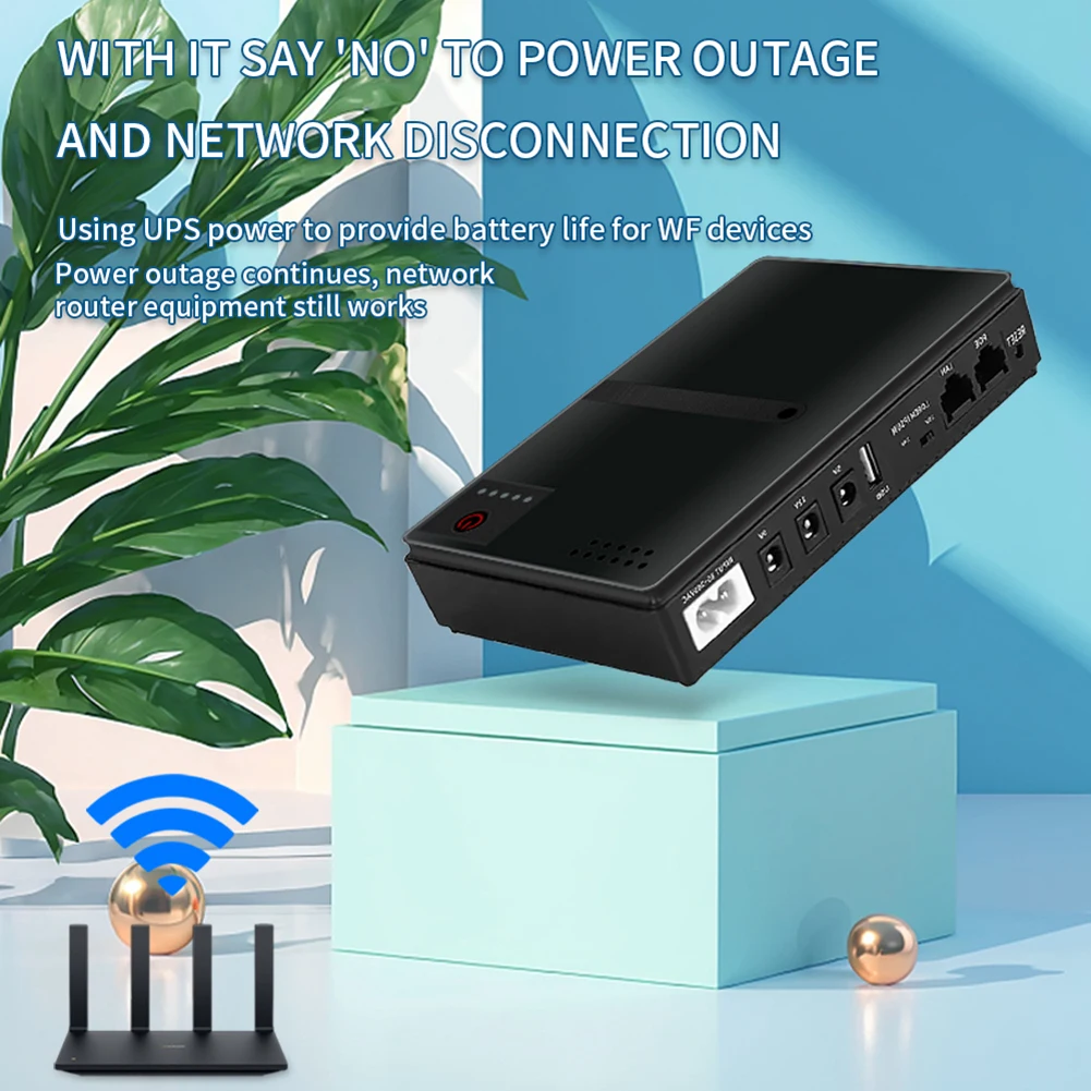 Mini UPS Battery Backup Uninterruptible Power Supply 10400mAh 5V 9V 12V 2A 15V 24V 1A Output for Power Supply WiFi Router Webcam