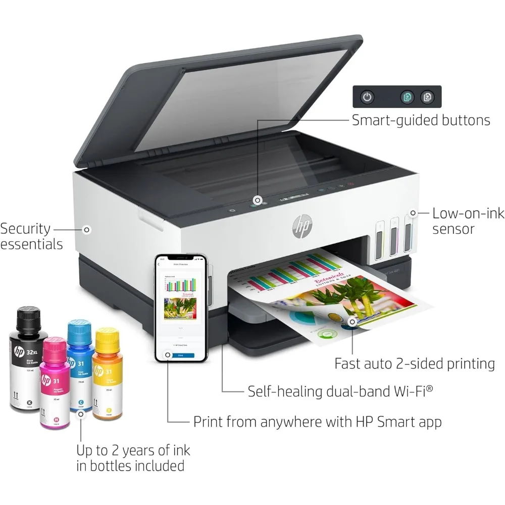 Smart -Tank 6001 Wireless Cartridge-Free all in one printer, this ink -tank printer comes with up to 2 years of ink included,