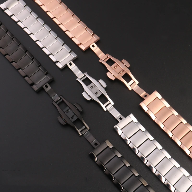 22mm Stainless Steel Watch Strap For Armani AR2452 AR2453 AR2448 Watchband Butterfly Buckle Fine steel Bracelet Wristband Gold