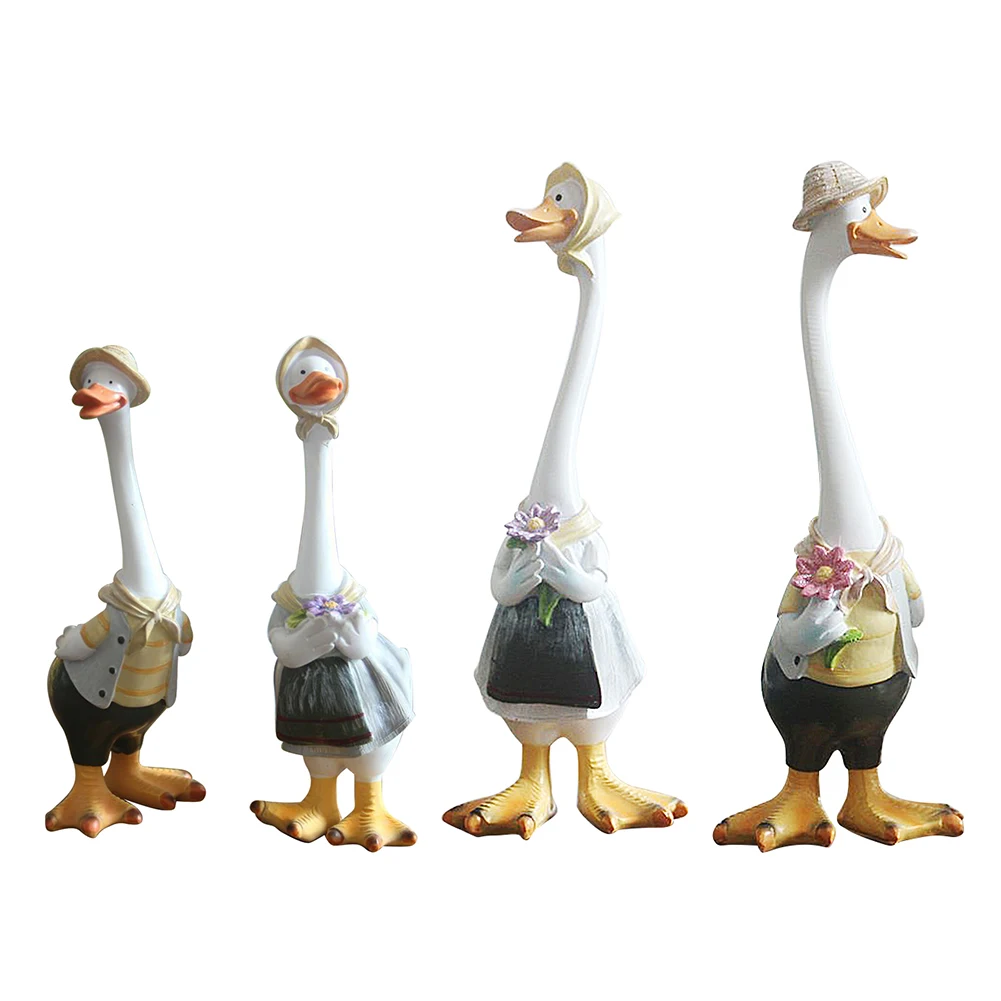 

Resin Cartoon Duck Landscaping Statue Handicrafts Garden Animal Sculptures Waterproof Christmas Gifts Home Decor for Living Room