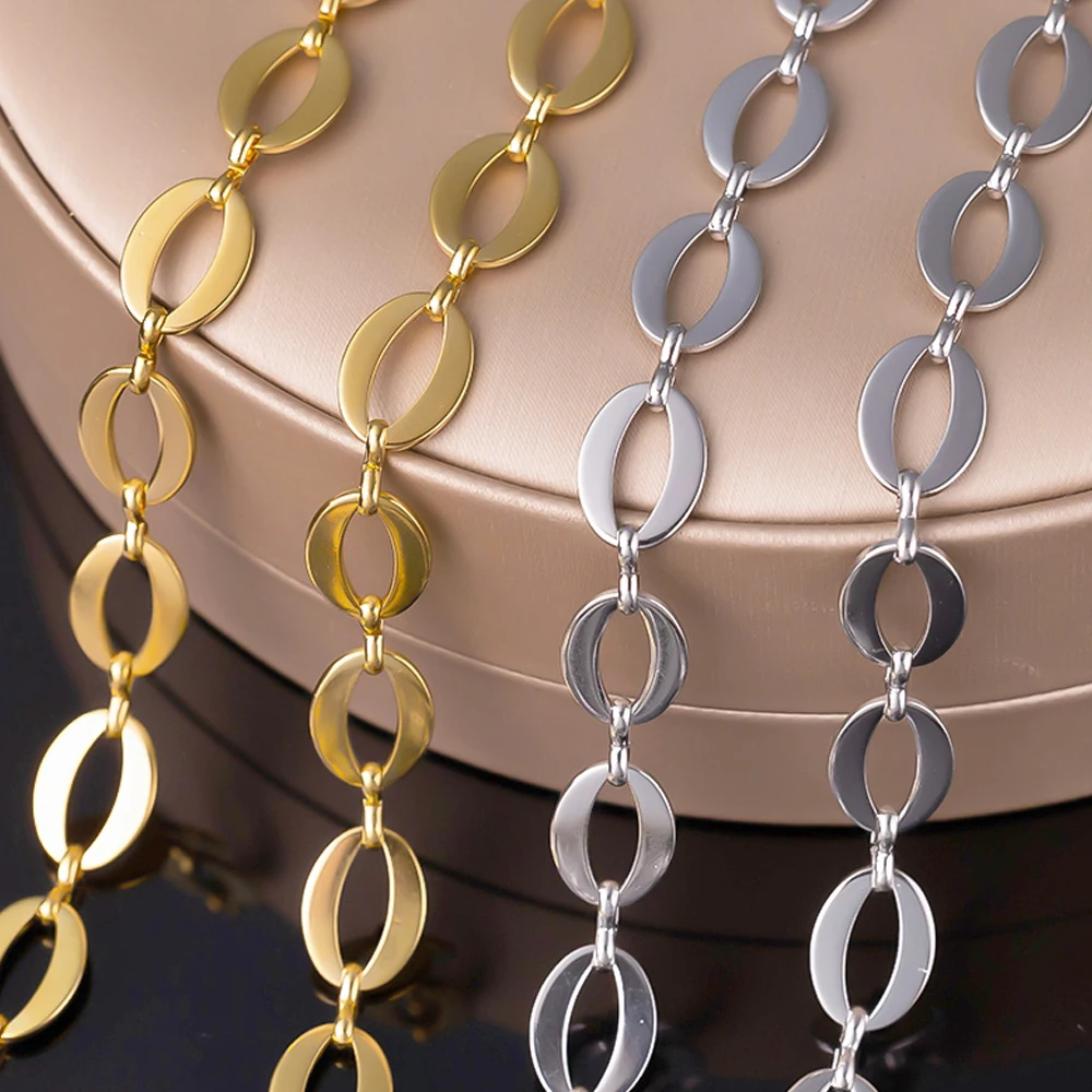 0.5meter 1meter Gold Stainless Steel Oval Paperclip Chain for Jewelry Making Chunky Chain Necklace Bracelet Bulk Chain Supplies view 5