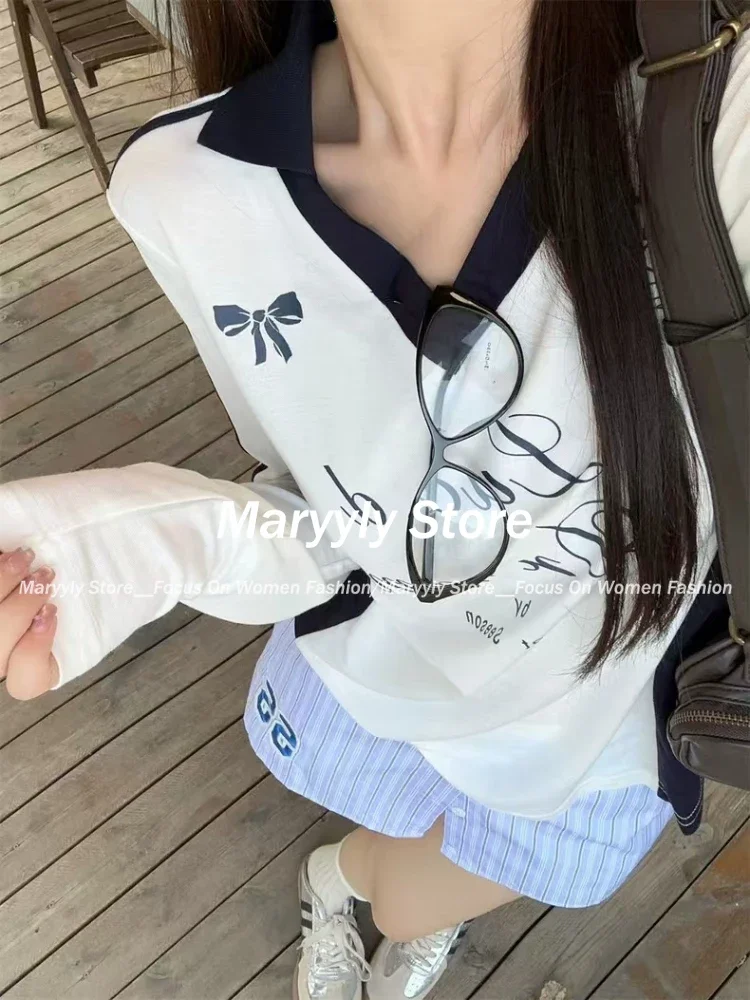 2024 Sweet Fashion Shorts 2 Piece Set Women Casual Y2k Aesthetic Patchwork Letter Print T-shirt + Harajuku Stripe Pant Skirt New