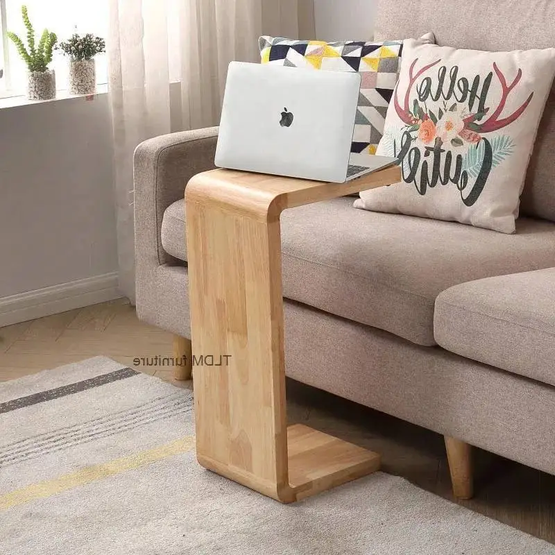 Mesa auxiliar nórdica de madera maciza para café, sofá minimalista moderno, mesa esquinera para apartamento pequeño, mesa para sala de estar, nogal negro WF