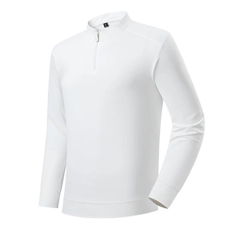 

New Men'S Spring Autumn Outdoor Sports Long Sleeved Shirt Korean Half Zipper Stand Up Collar Quick Drying Elastic Casual T-Shirt