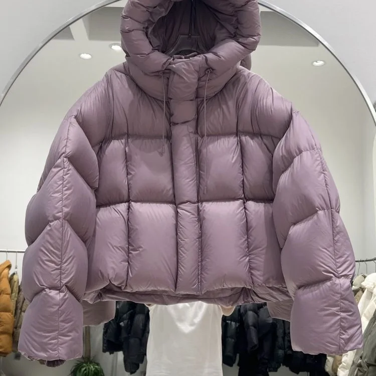 سترة نسائية شتوية جديدة لعام 2025 سترة نسائية قصيرة فضفاضة وسميكة النسخة الكورية سترة الخبز معطف بلون واحد #3