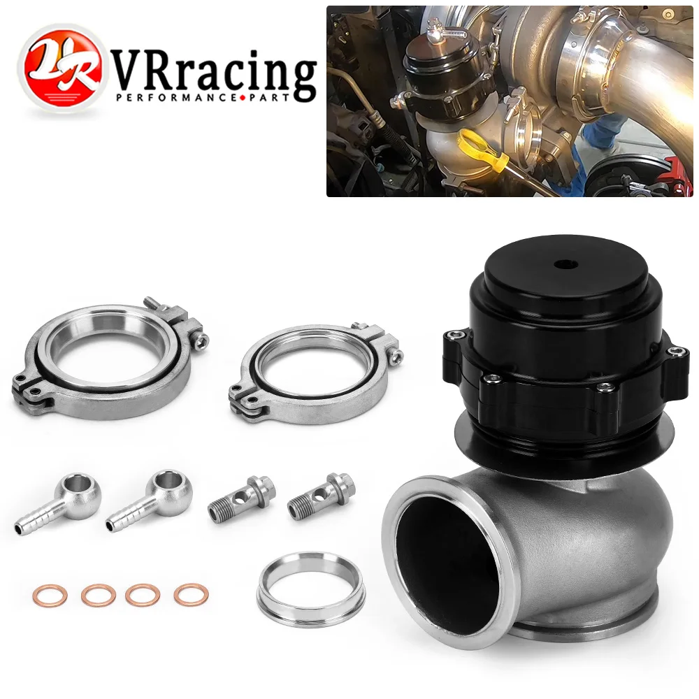 VR - Universal Billet Aluminum Car 60MM Vband V60 Flange Turbo Wastegate For BMW Subaru Honda