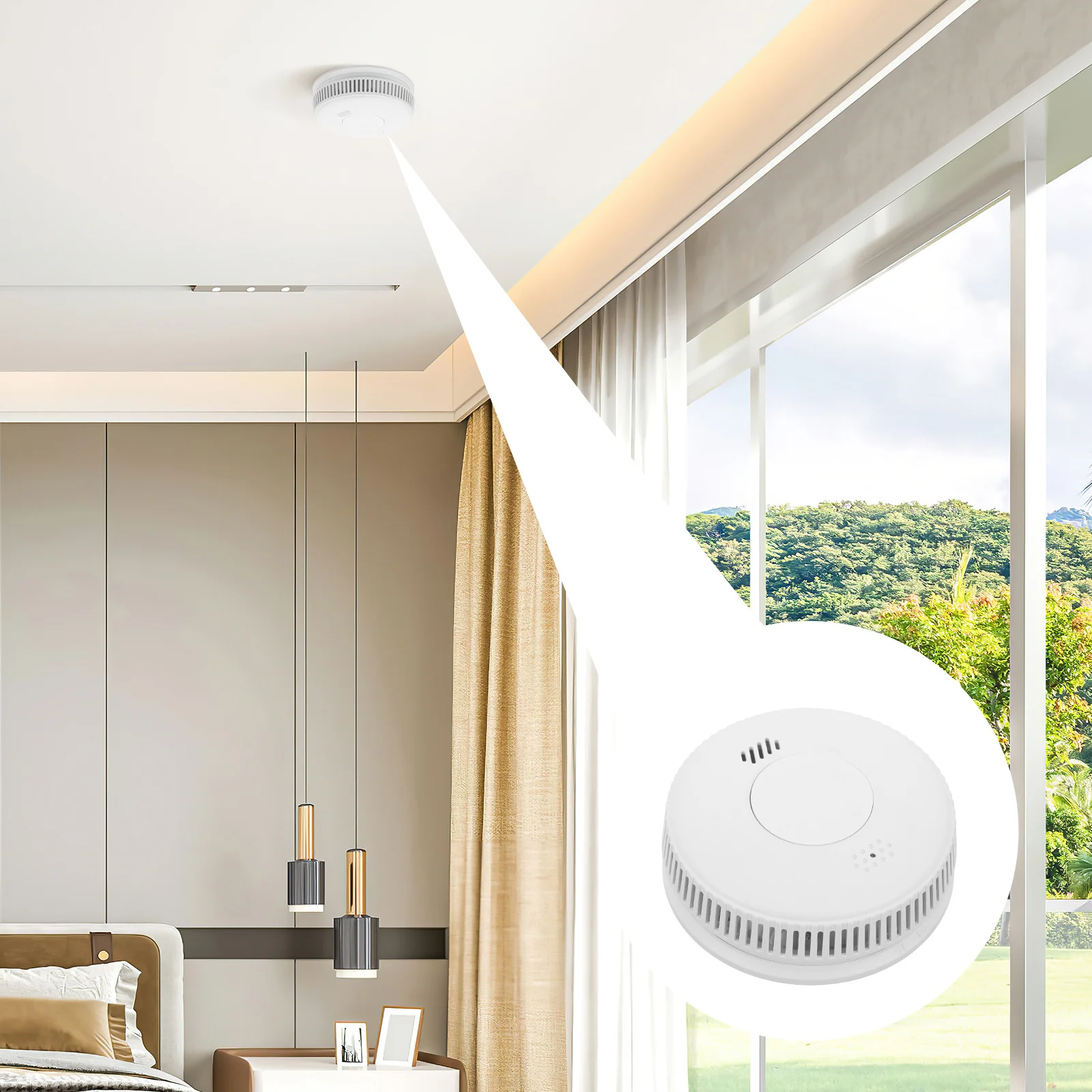 Smoke Fire Alarm Portable Small Home Office Apartment Fast Sensing Time Durable Plastic Smoke Alarms Safety Device