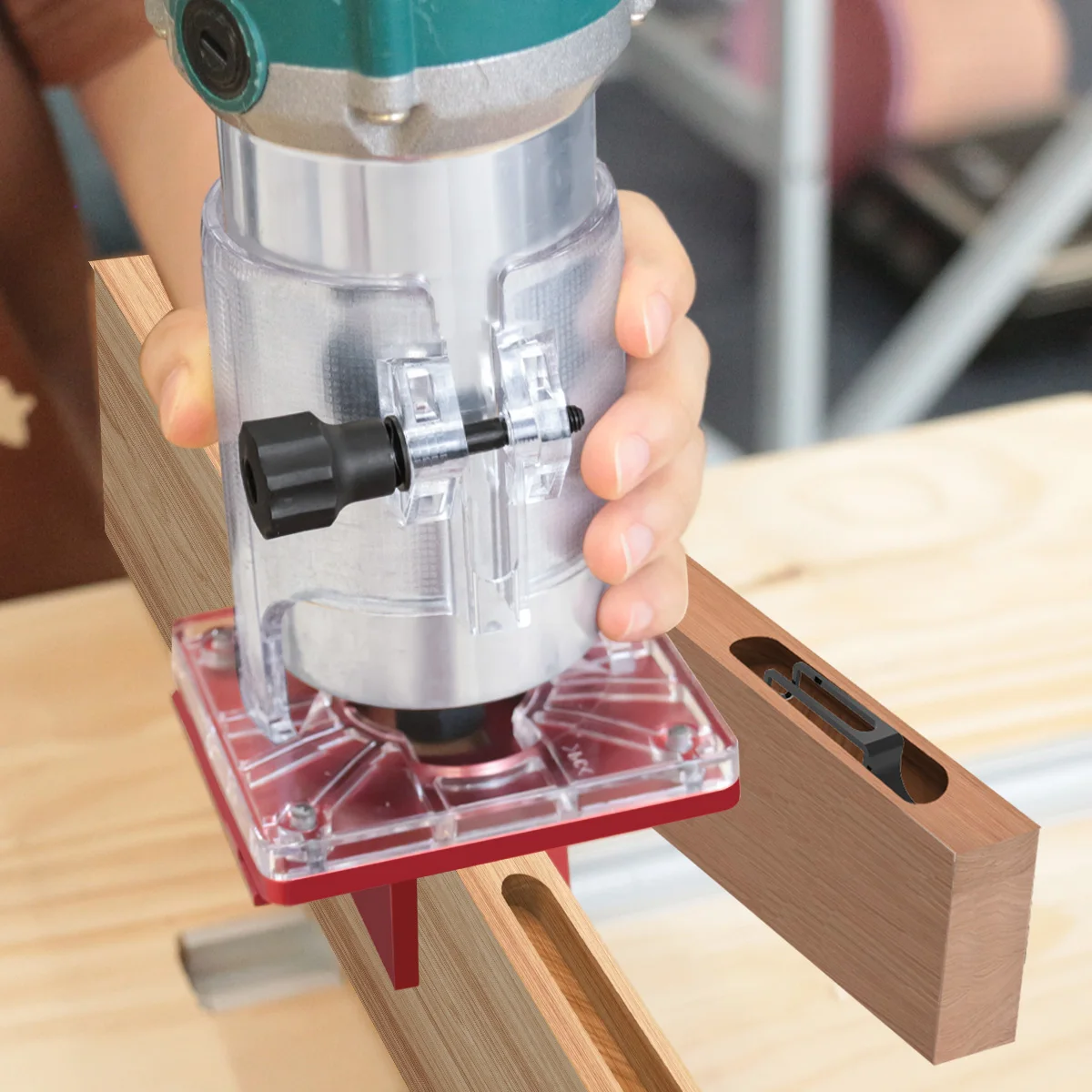 Soporte ranurado 2 en 1 para máquina cortadora de 65mm, sujetadores invisibles, localizador de punzones de Panel de armario, aluminio con escala