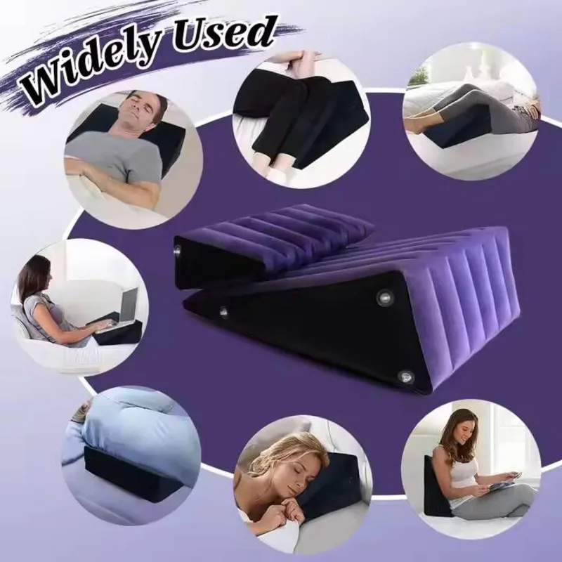 

Inflatable Cushion Set 2pcs Triangle Pillow PVC Flocking Ramp Combo Furniture Body Support Bed Air Mattress Home Travel Ramp Pad