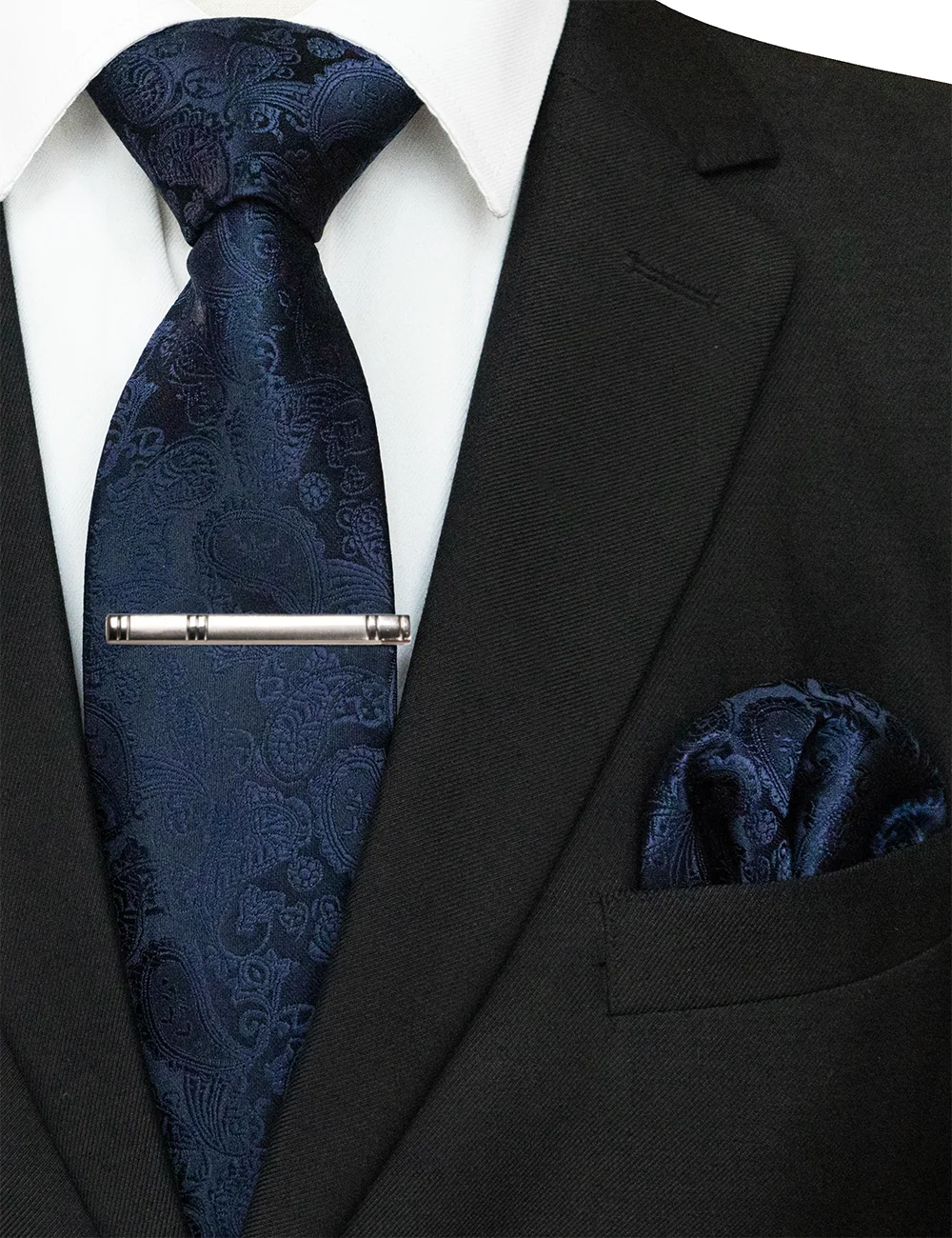 EASTEPIC 8 cm Neue Mode Blau Paisley Krawatte für Männer Einstecktuch Silber Clip Taschentuch Set Herren Krawatte Hochzeit Party – Detail 34