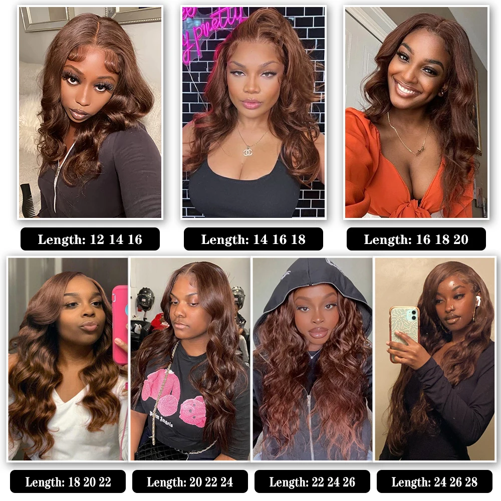 Body Wave Bundles Human Hair Brazilian Hair Weave Bundles 1/3/4 PCS Human Hair Bundles #4 Brown 10-28" 100% Remy Hair Extensions