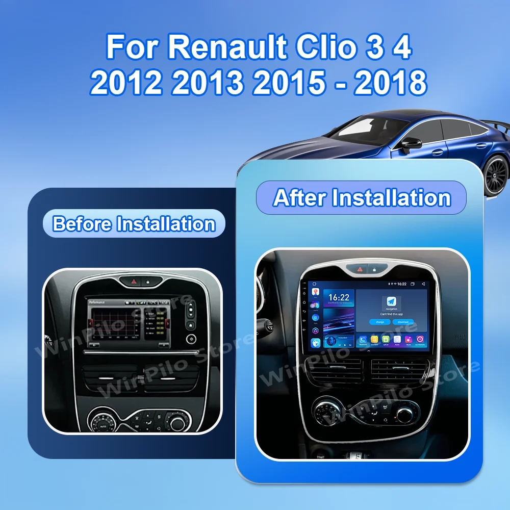 Android 16 Carplay Auto For Renault Clio 3 4 2012 2013 2015 - 2018 Car Multimedia Player Video Radio Stereo GPS Navigation 4G BT