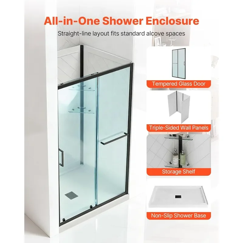 Shower Enclosure 36 in D x 48 in W x 791 in H Framed Sliding Shower Door with 14 in Clear Tempered Glass Complete Bathroom