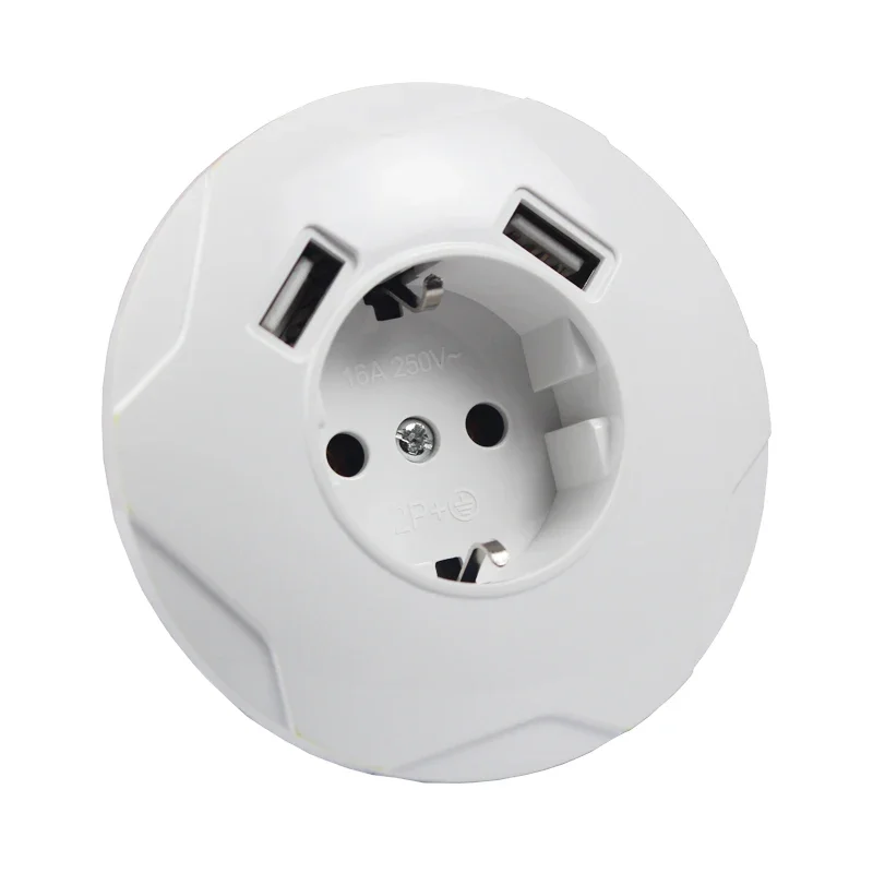 Round newUSB Wall Socket Double USB Port 5V 2A usb wall outlet high quality usb outlet steckdose F03
