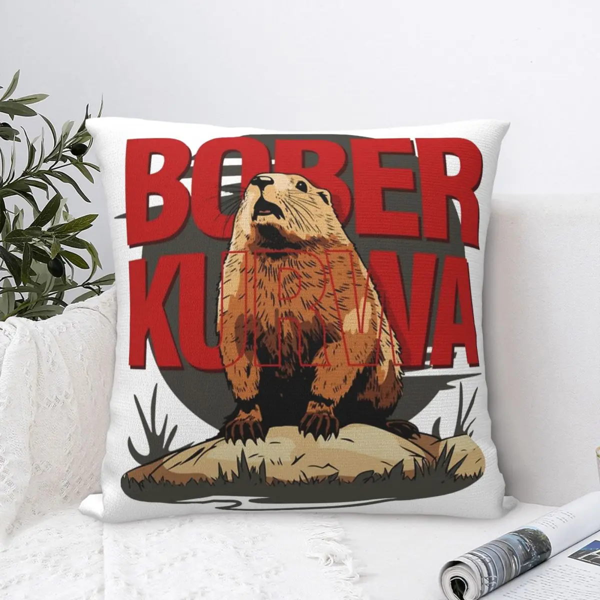 Bed Decoration Bobr Kurwa Bober Beaver Bobr Pillowcase Merch Pillow Cover Zipper Multiple Sizes