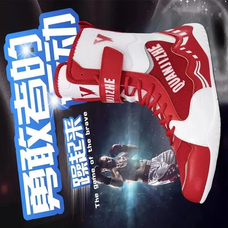 

Новые мужские борцовские кроссовки 2026 года, черно-красные, дышащие, сетчатые, для единоборств и тренировок в зале