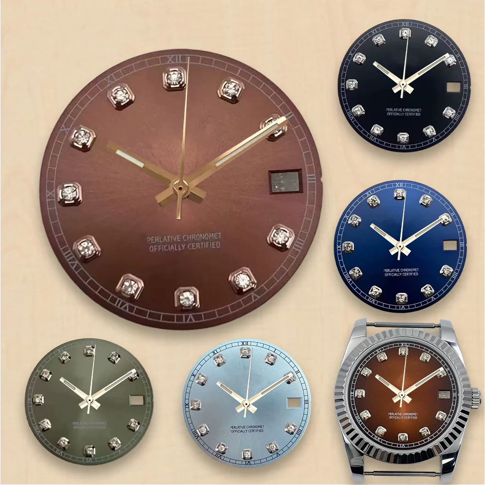 Diamonds Dial 28.5mm S Dial Fit NH35 Japanese Automatic Movement NH35 Sunray Dial Watch Modification Accessories