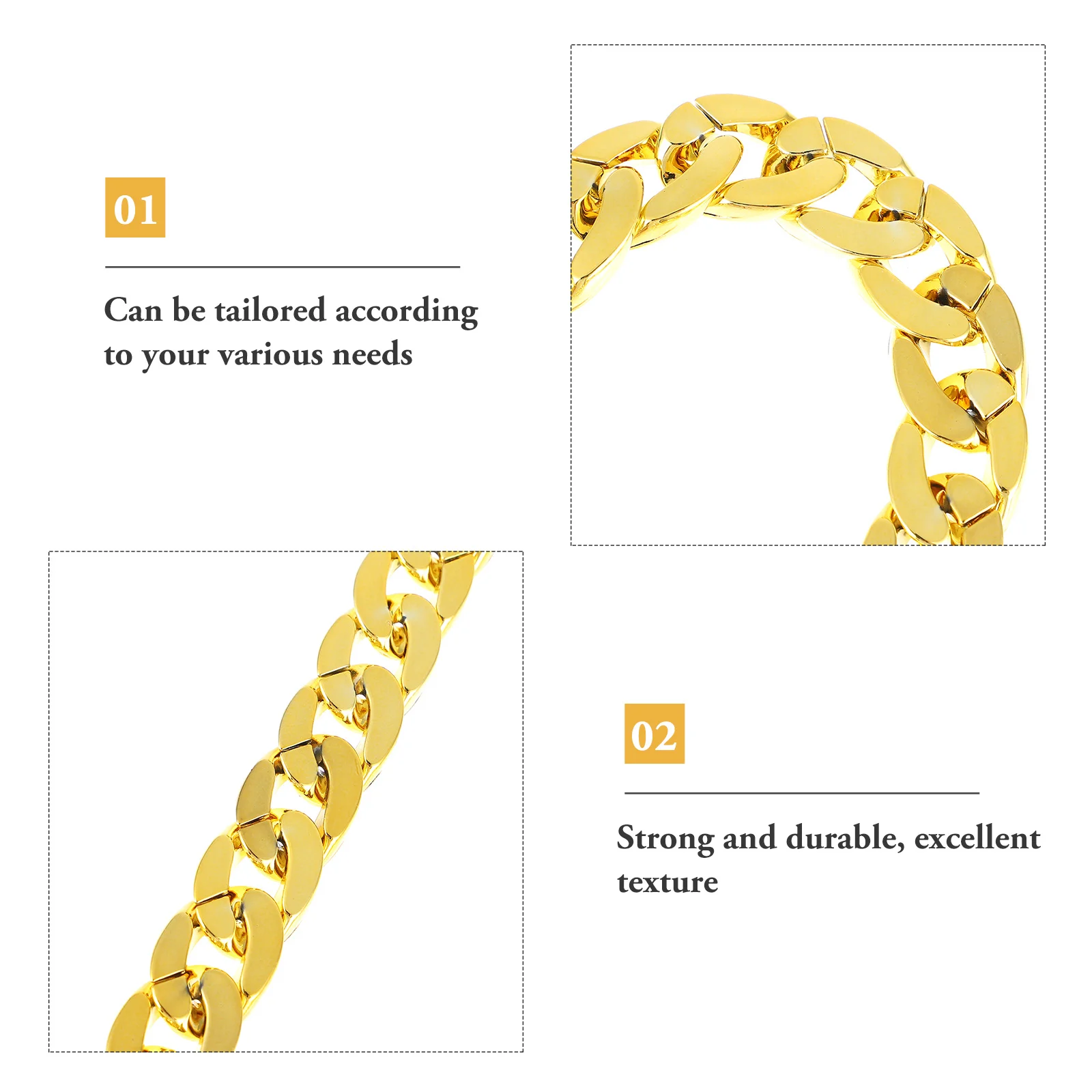 

4pcs Gold Necklace Hip Hop Stylish Male Jewelry Punk Chain Rapper Accessories Golden Plastic Decorative Home Vase