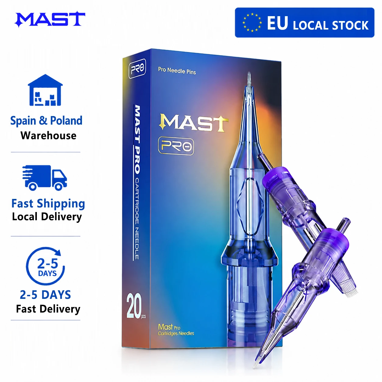 MAST Pro PMU Tattoo-Patronennadeln, Round Liner, hohe Präzision, scharfe Spitze, gleichmäßiger Tintenfluss, geeignet für Tätowierarbeiten und Permanent-Make-up