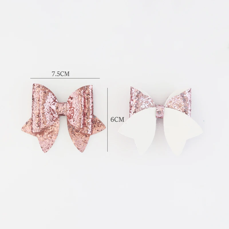 5Pcs 75*60mm Shiny Colorful Dovetail Bow For Cartoon Shoes Hats Clothes Decoration Applique Headwear Hair Clips DIY Accessories