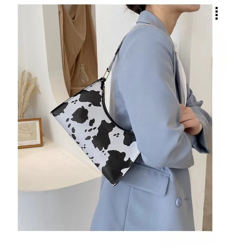 Tas Selempang Pola Sapi High Street untuk Wanita 2025 Tas Ketiak Pola Leopard Trendi Ins Serbaguna Fashion Tas Tangan Sederhana