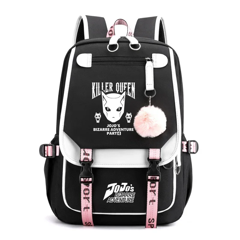 Jojo Bizarre Adventure Backpack Teenager School USB Charging Bags Men Women School Bag Travel Mochila