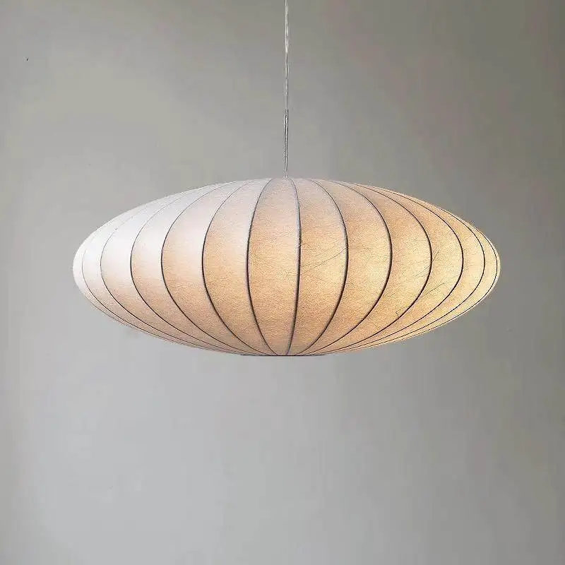 

Wabi Sabi Chinese Style Pumpkin Design Silk Fabric Pendant Light Retro for Restaurant Bedroom Living Room Study Ceiling Light