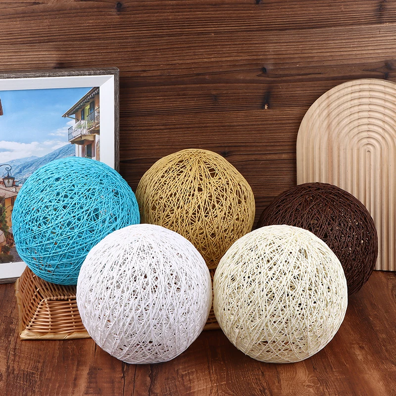 1Pc Round Concise Hand-woven Rattan Vine Ball Pendant Lampshade Light Lamp Shades Light Accessories(20cm Diameter)