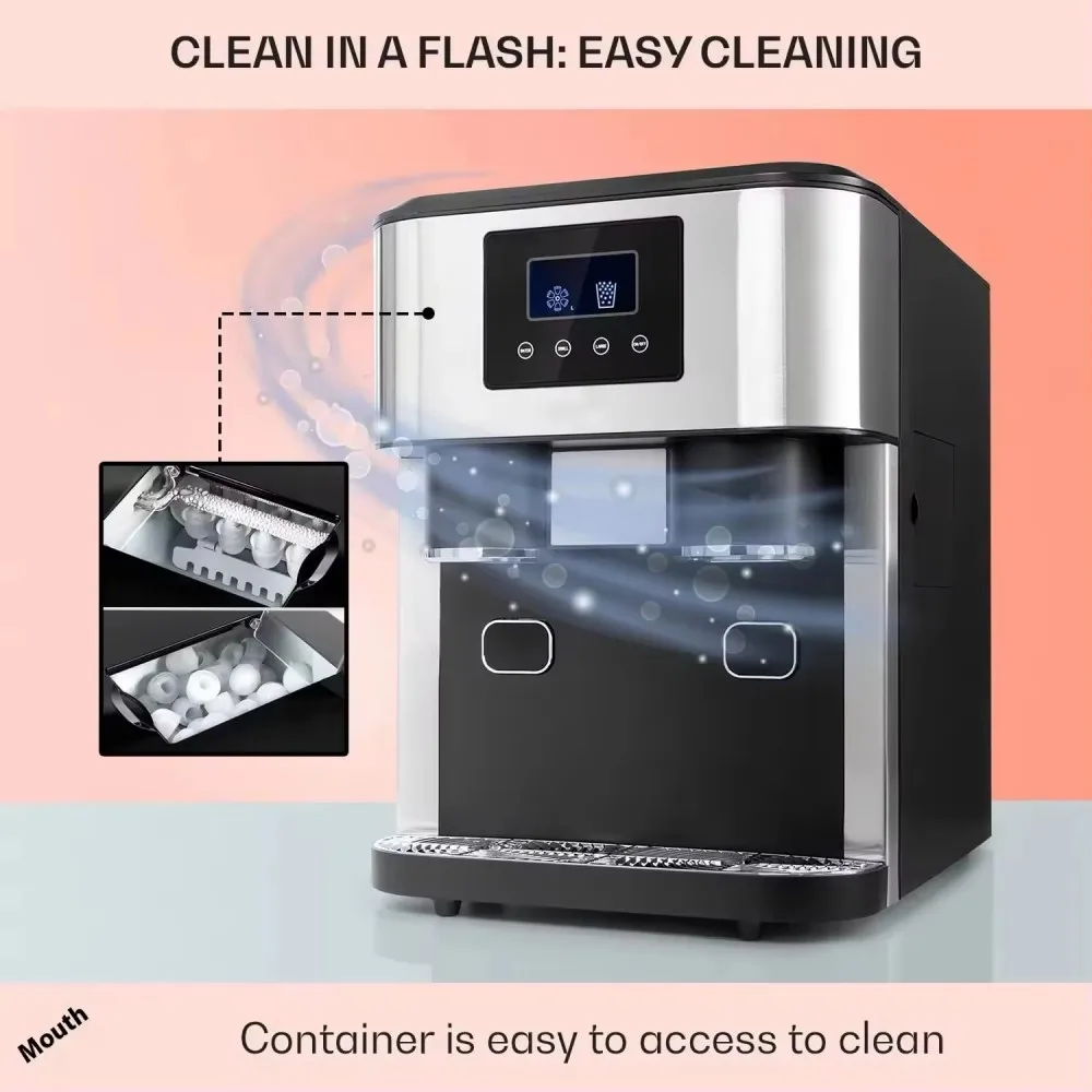 Commercial Automatic 18kg 3-in-1 Ice Maker - 220V Motor, Small Square Ice Crusher for Home & Business Use