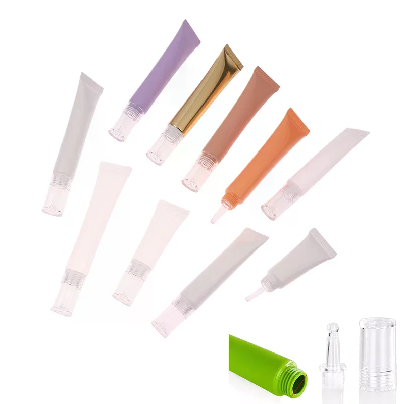 10/15/20 جرام أنابيب مستحضرات التجميل الناعمة واقية من الشمس كريم غسول الأساس السائل زجاجات إعادة الملء حمض الهيالورونيك قطارة زجاجة فارغة
