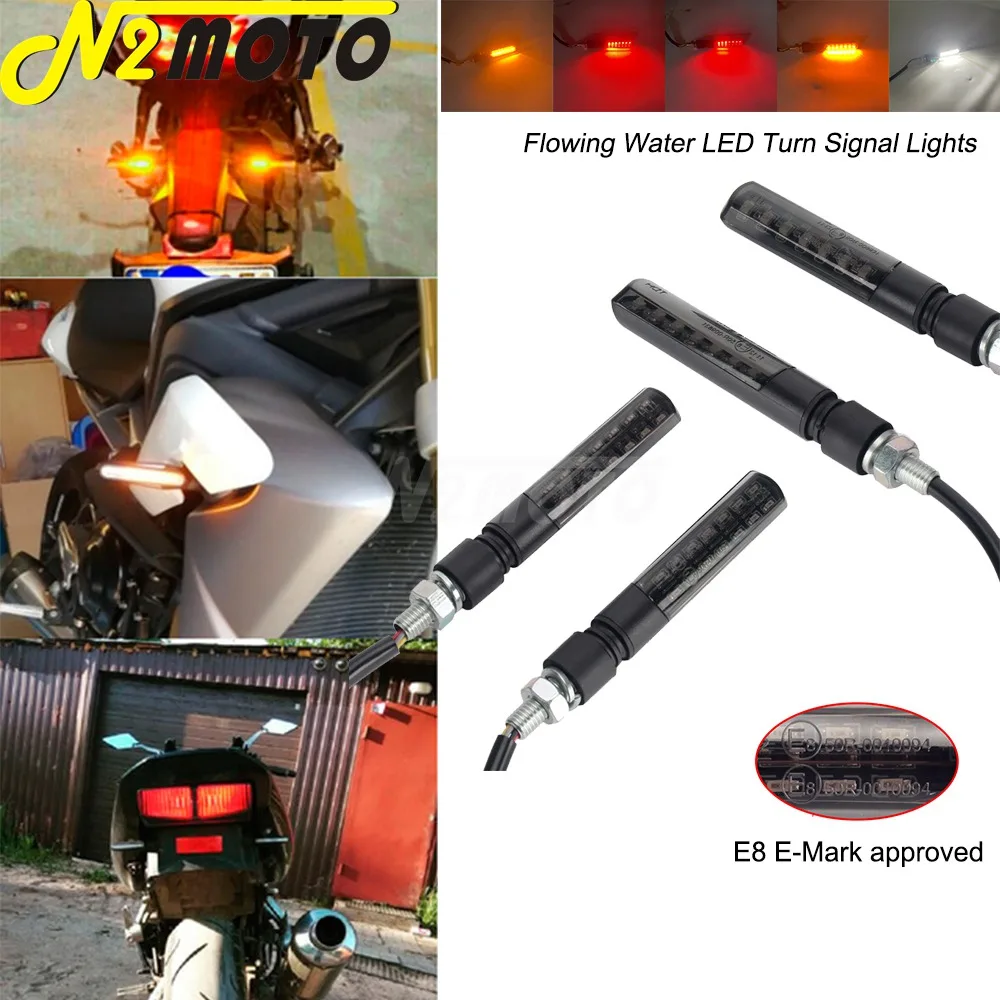 

Motorcycle LED Turn Signal Brake Lamp Sequential Flowing Indicator Blinker Taillight For Honda CB Suzuki Kawasaki Cafe Racer BMW