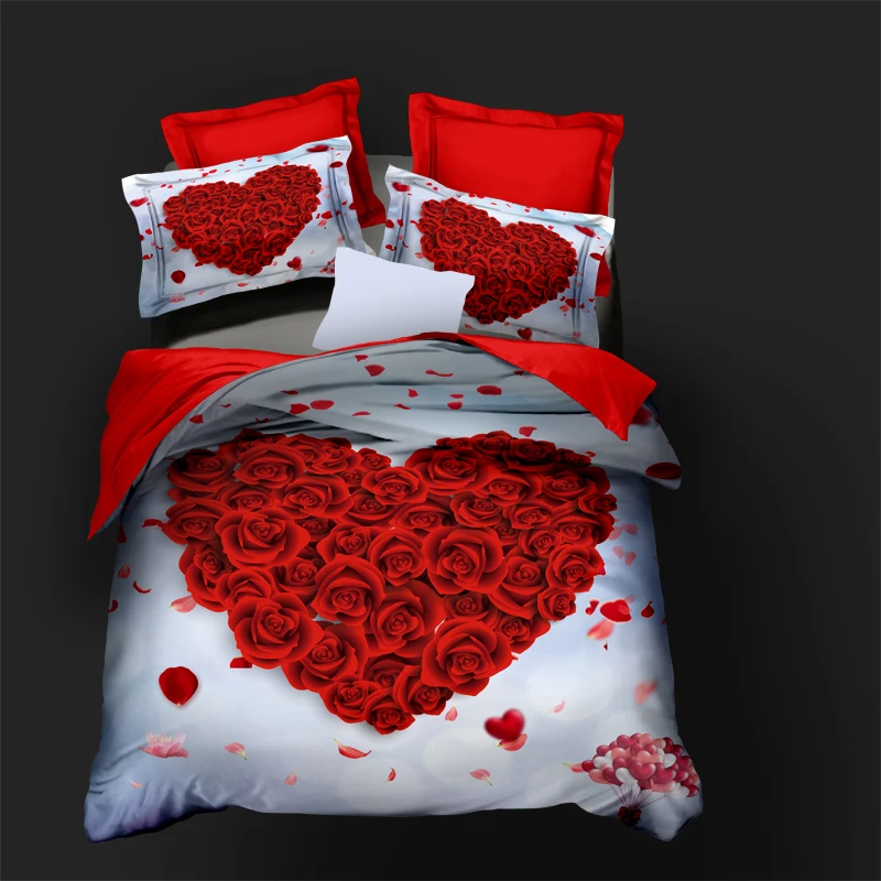 

3D Duvet Cover Sets Bedding Set Comforter Covers Pillow Covers Full Twin King Queen Size Red Rose Design Home Textile In Stock