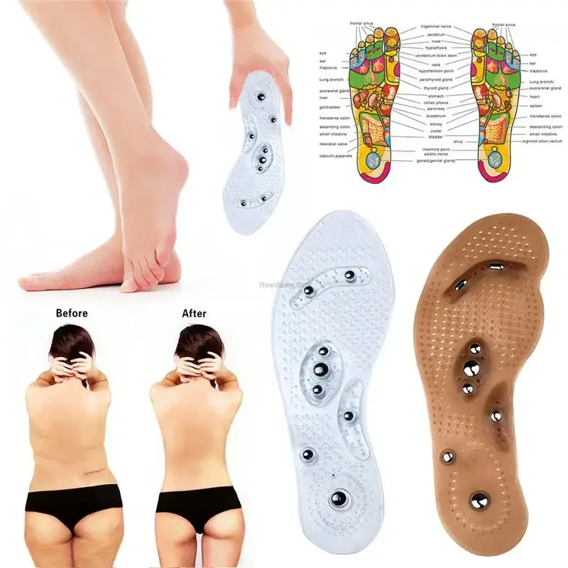 

Acupressure Magnetic Massage Insoles Men Women Silicone Insoles Foot MassageInsoles Foot Therapy Weight Loss Pain Relief Inserts
